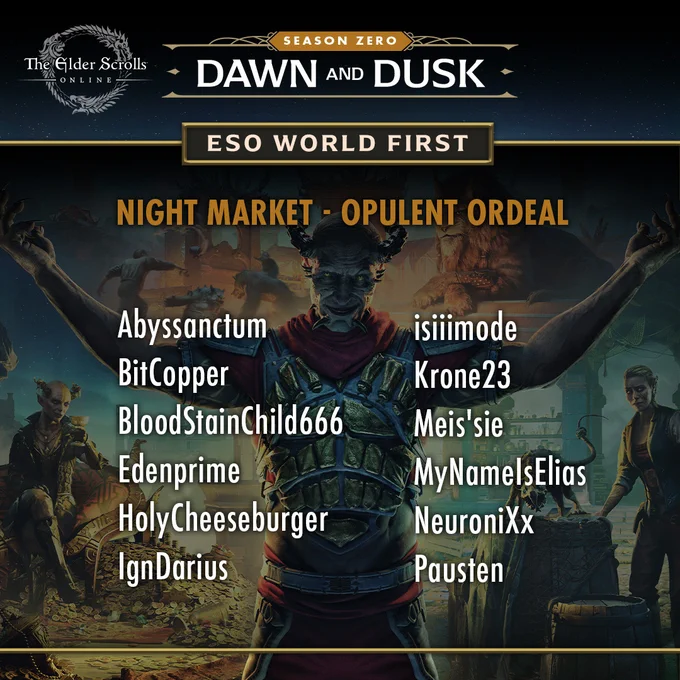  List of members of the Unlucky guild members and friends who achieved a no-death clear of Opulent Ordeal!