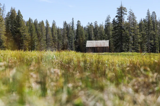 The California Department of Water Resources skipped its May snow survey at Phillips Station in the Sierra Nevada due to a lack of snow. The site, where four previous media snow surveys were held for the 2026 season, is approximately 90 miles east of Sacramento off Highway 50 in El Dorado County. Photo taken May 1, 2026. 

