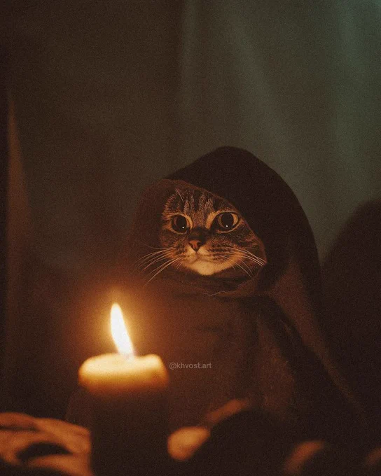 cat sit in front of candle, cat, candle