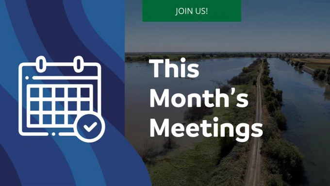 Graphic that reads "This Month's Meetings. Join us!"