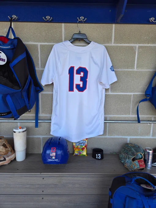 #13 jersey hanging up.
