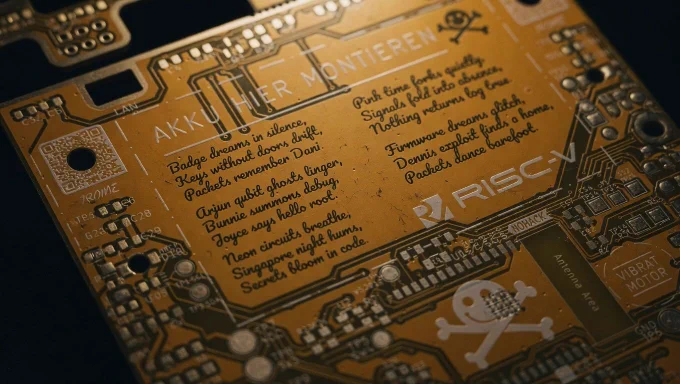 Secret messages printed on the DEFCON Singapore badge, hidden behind the battery.