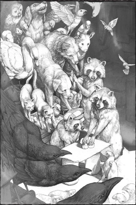 Levi Pinfold (Art on the left)