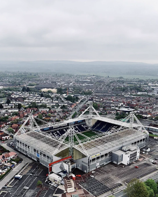 An aerial image of Deepdale.