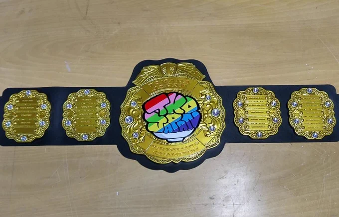 TAKADA JAPAN WRESTLING CHAMPION(TJWCベルト)完成しました!!
ベルト作ってる人にベルト作ってもらいました🍑🎃🦗