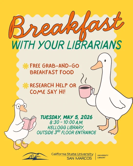 Illustration of a goose reading a book and a goose holding a cup of coffee.