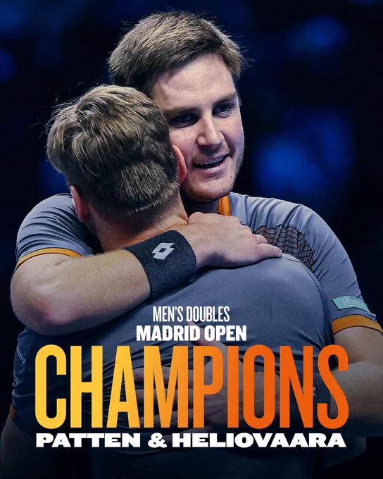 Graphic showing Patten & Heliovaara are Madrid champions