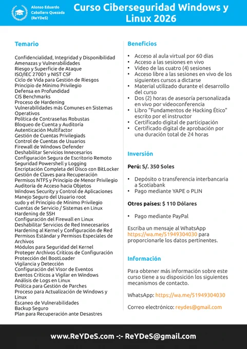 Curso de Ciberseguridad Windows y Linux 2026