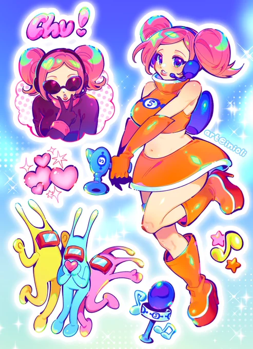 A digital drawing of a Space channel 5 themed sticker sheet.