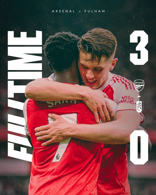 Full Time: Arsenal 3-0 Fulham