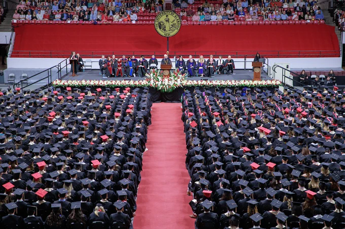 The crowd of graduates at Commencement.