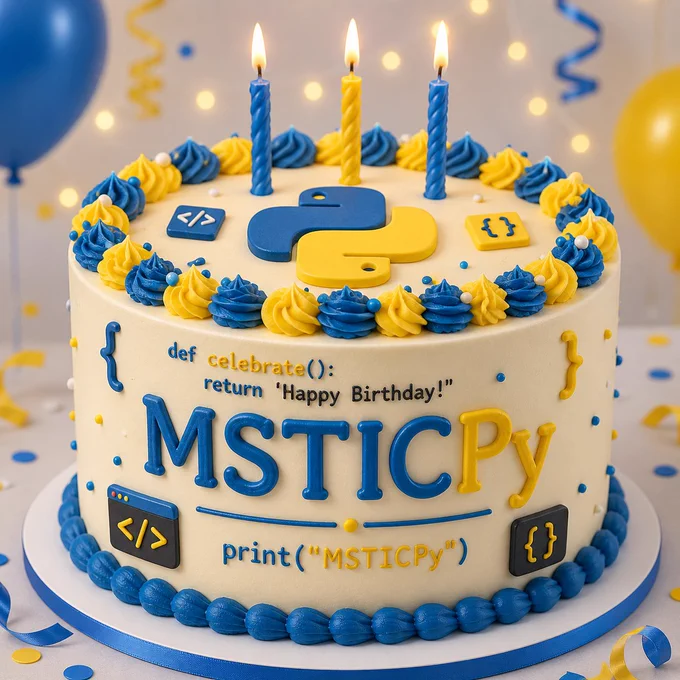 MSTICPy 3.0 Python-themed birthday cake