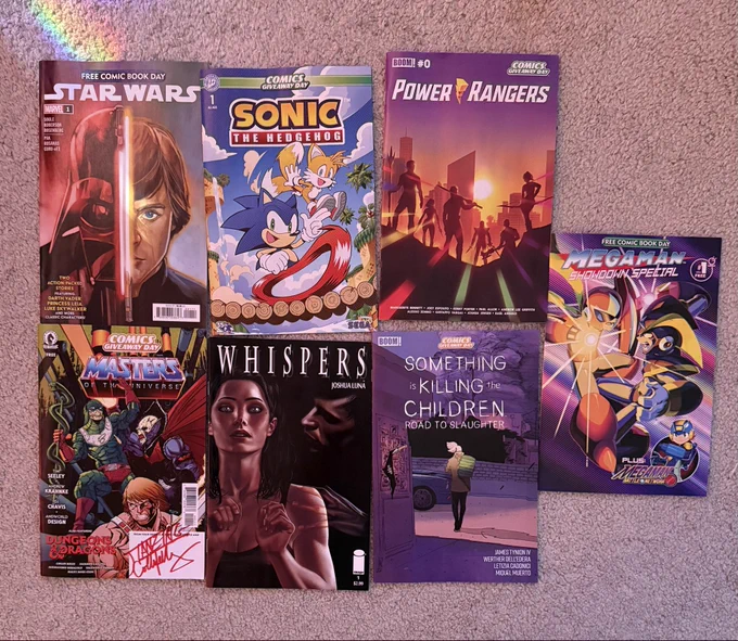 Star Wars, Masters of the Universe, Sonic the Hedgehog, Whispers, Power Rangers, Something is Killing the Children, Mega Man
