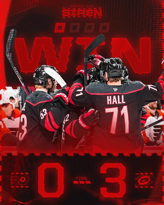 The Canes beat the Flyers 3-0 in regulation in Round 2 Game 1 