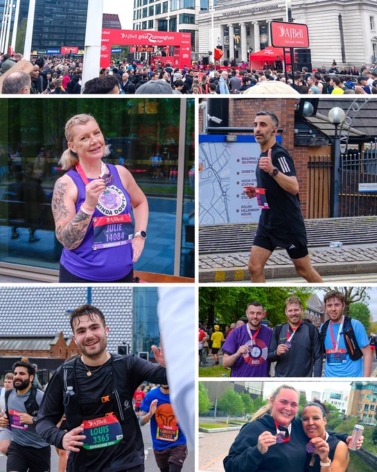Montages of photos from Participants running the race and displaying their completion medals.