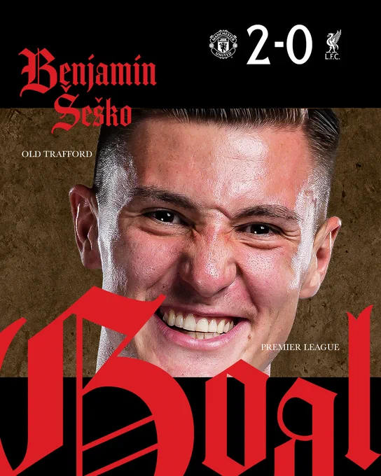 Goal for United, scored by Benjamin Šeško.