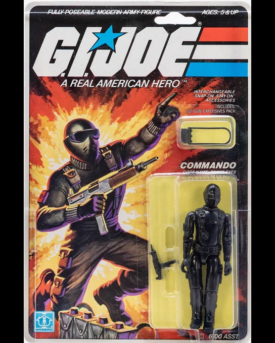 COMMANDO. Code Name: SNAKE-EYES. First appeared on toy store shelves in 1982.

ROLL CALL: Have him / had him / want him?!