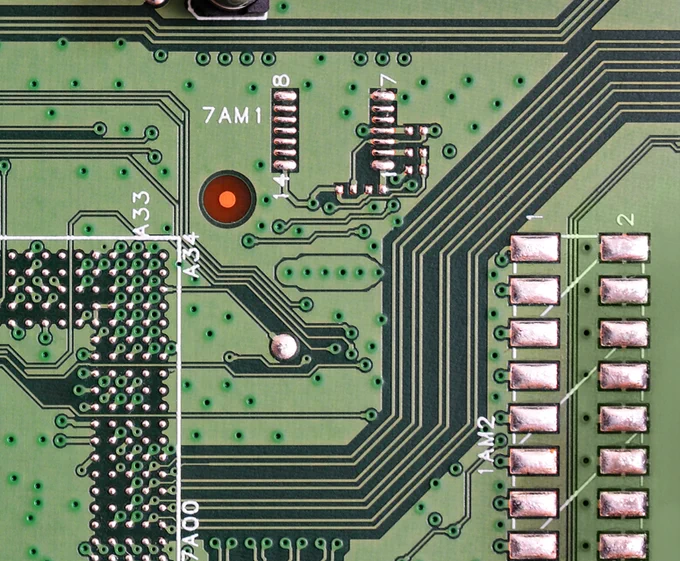 Four differential signal trace pairs routed on a printed circuit board
