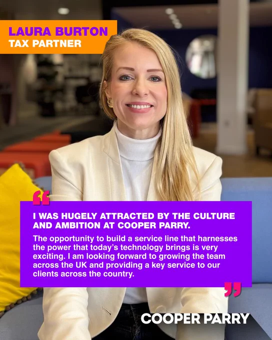 A person sitting in an office setting with an overlaid quote about culture, ambition and growing a national service line.