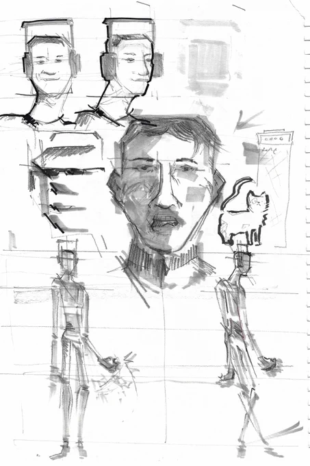sketch on paper of OC - original character for animation project 
wip of -CHARACTER SHEET-