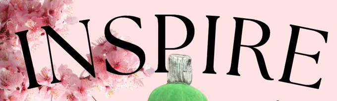 INSPIRE magazine title with pink flowers