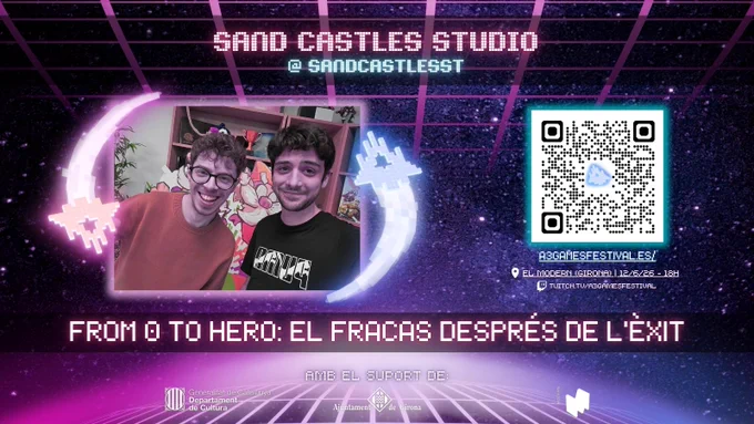 Cartell anunciant la xerrada de Sand Castle Studios a l'A3 de 2026
