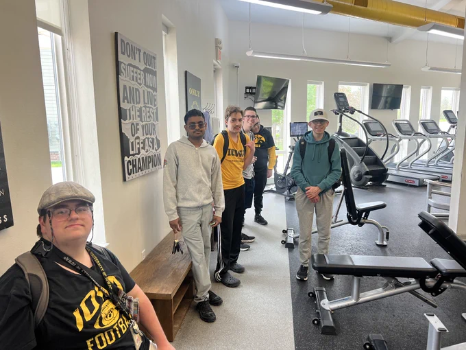 Students in a workout rom.