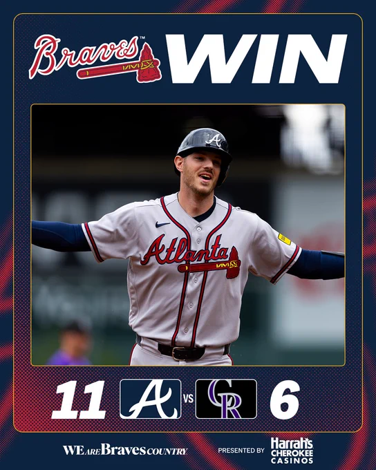 Final: Braves 11, Rockies 6.