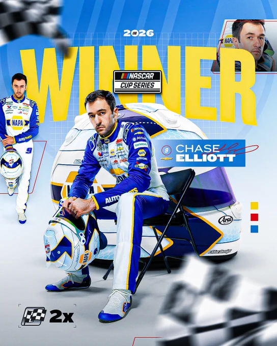 A NASCAR Cup Series winner graphic for Chase Elliott. 