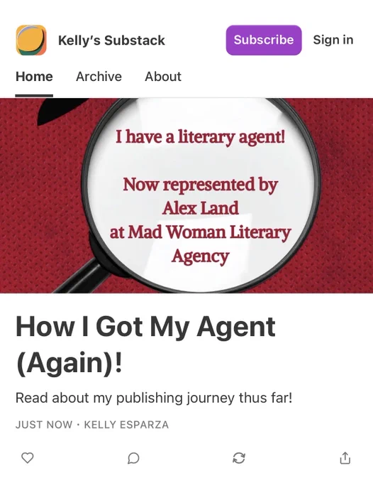How I got my agent (again) post on substack linked in comments!