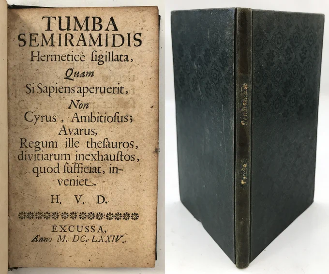 1674 First Edition HVD TUMBA SEMIRAMIDIS Alchemical Treatise Philosophers Stone