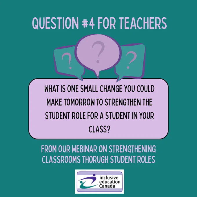 What is one small change you could make tomorrow to strengthen the student role for a student in your class?