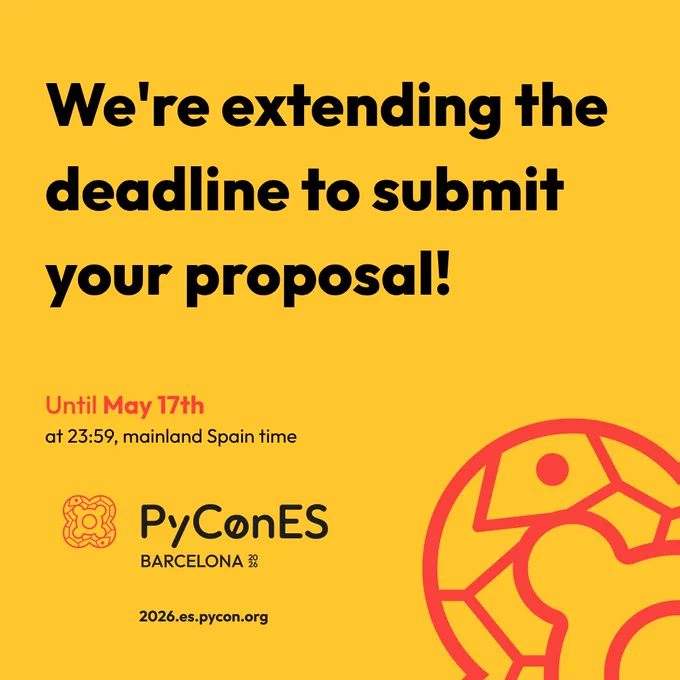 Extended deadline for submitting proposals: until May 17th, 11:59 PM (mainland Spain time).