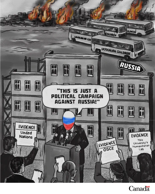 “This is just a political campaign against Russia!”
Evidence: United Nations
Evidence: OSCE
Evidence: Yale University's Humanitarian Lab
[Ukrainian children]
