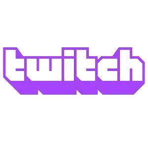 Stylized Twitch logo in white with a purple outline and shadow on a white background.