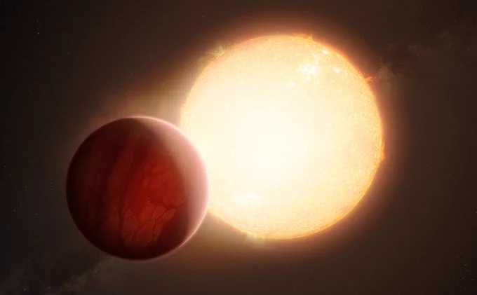 "Artist’s impression of an ultra-hot Jupiter transiting its star" by ESO/M. Kornmesser is licensed under CC BY 4.0