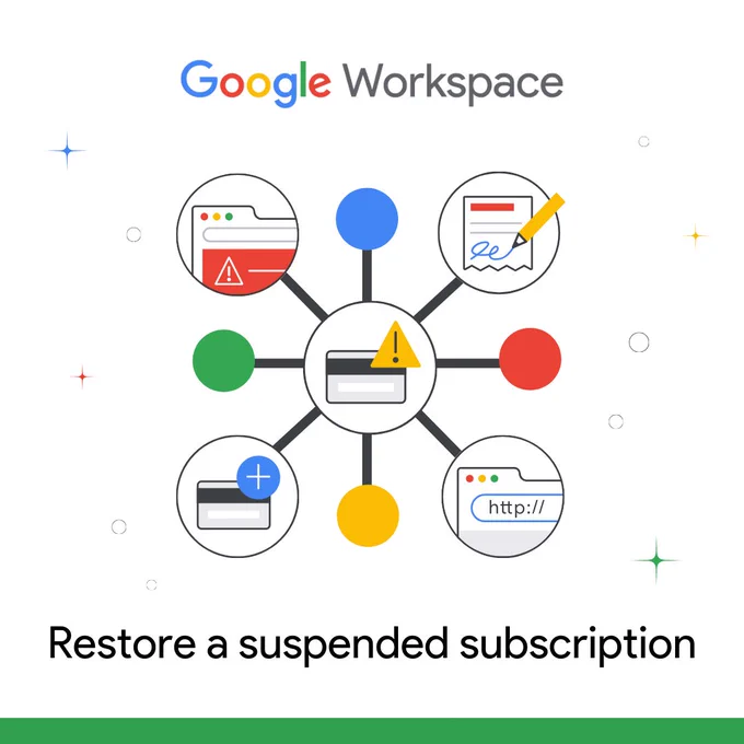 Illustration showing icons of issues with domain, contracts, card payments, and storage.