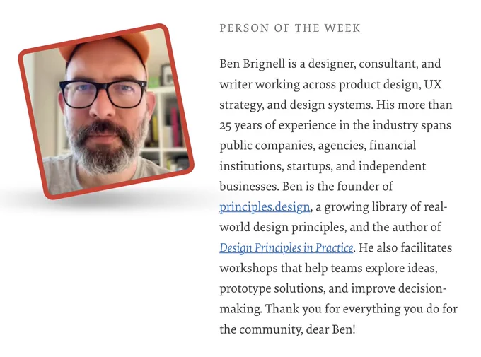 The Person of the Week is Ben Brignell.