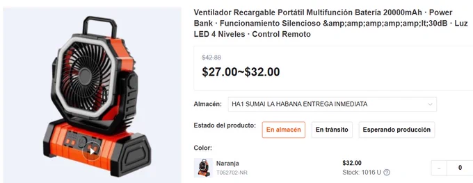 ● 🔋 𝗚𝗿𝗮𝗻 𝗯𝗮𝘁𝗲𝗿í𝗮 𝗶𝗻𝘁𝗲𝗴𝗿𝗮𝗱𝗮 𝗱𝗲 𝟮𝟬𝟬𝟬𝟬𝗺𝗔𝗵 𝗽𝗮𝗿𝗮 𝘂𝘀𝗼 𝗽𝗿𝗼𝗹𝗼𝗻𝗴𝗮𝗱𝗼⁣
Puede alcanzar hasta 60 horas de uso, ideal para hogares, negocios pequeños o situaciones de apagones.⁣
⁣
● 🌬 𝗙𝘂𝗻𝗰𝗶𝗼𝗻𝗮𝗺𝗶𝗲𝗻𝘁𝗼 𝘂𝗹𝘁𝗿𝗮𝘀𝗶𝗹𝗲𝗻𝗰𝗶𝗼𝘀𝗼 ⁣
Genera una ventilación constante con muy bajo nivel de ruido.
⁣
● 💡 𝗜𝗹𝘂𝗺𝗶𝗻𝗮𝗰𝗶𝗼́𝗻 𝗟𝗘𝗗 𝗶𝗻𝘁𝗲𝗴𝗿𝗮𝗱𝗮 𝗰𝗼𝗻 𝟰 𝗻𝗶𝘃𝗲𝗹𝗲𝘀 𝗱𝗲 𝗯𝗿𝗶𝗹𝗹𝗼⁣
Funciona como luz auxiliar para acampar, terrazas, cortes eléctricos o uso nocturno, ajustando la intensidad según la necesidad.⁣
⁣
● 🔌 𝗙𝘂𝗻𝗰𝗶𝗼́𝗻 𝗣𝗼𝘄𝗲𝗿 𝗕𝗮𝗻𝗸 𝗽𝗮𝗿𝗮 𝗰𝗮𝗿𝗴𝗮𝗿 𝗱𝗶𝘀𝗽𝗼𝘀𝗶𝘁𝗶𝘃𝗼𝘀⁣
Incluye salida USB que permite cargar teléfonos móviles, tablets u otros dispositivos.

👉 🔗 𝗟𝗶𝗻𝗸 𝗱𝗲 𝗰𝗼𝗺𝗽𝗿𝗮: https://shorturl.at/ouU9E