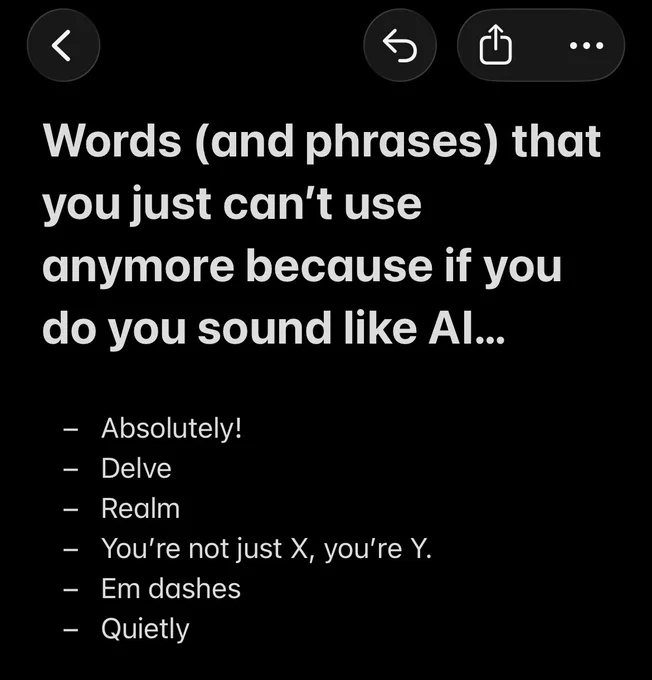 A list of words and phrases criticized for sounding overly robotic in communication, highlighted in a bold format.
