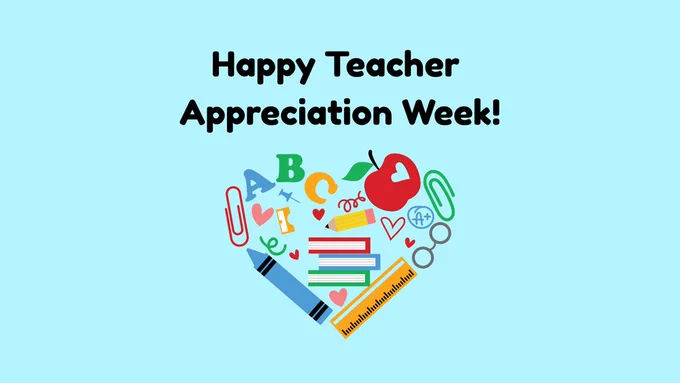 happy teacher appreciation wee with heart made of school supplies