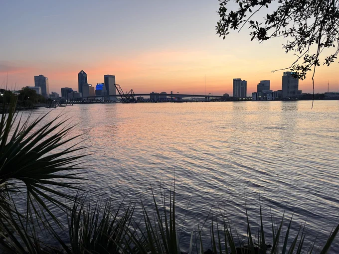 Downtown Jacksonville and the South Bank with the St. John’s River at sunrise