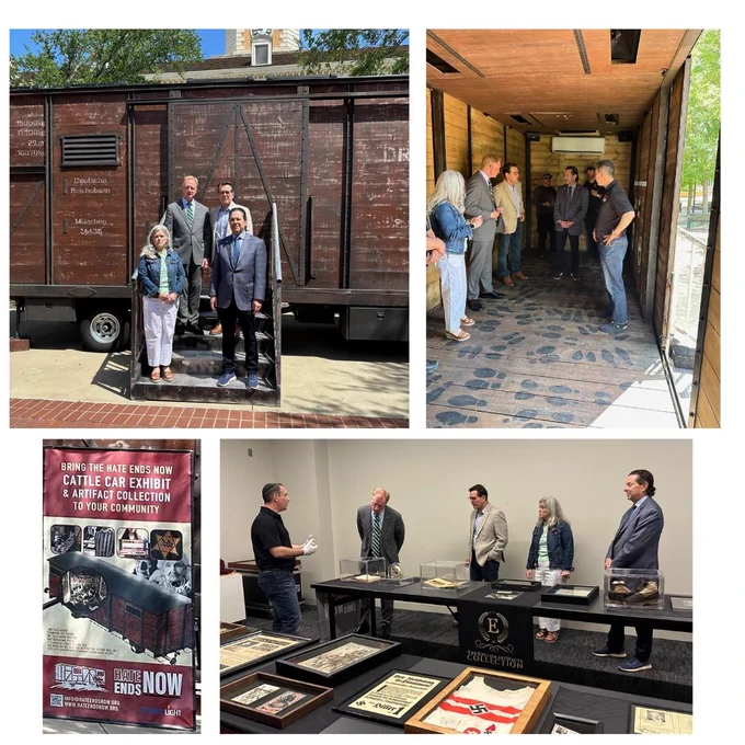  In North Texas, Alexander toured the Hate Ends Now exhibit at UNT. THGAAC partnered with @MACA to bring the exhibit to North Texas Universities. Pictured are University of North Texas President Harrison Keller (Top Left), Texas State Senator District 30 Brent Hagenbuch  (Top right),   University of North Texas Senior Vice President for Student Affairs Elizabeth With (bottom left), THGAAC Chair Ken Goldberg (bottom right).