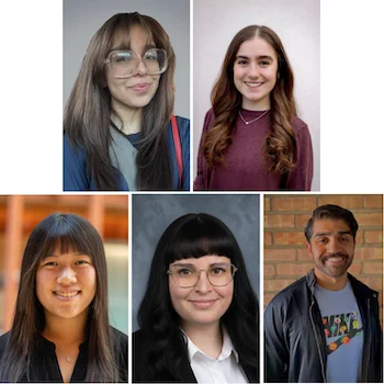 Group of young people of various ages and races. They include, clockwise from top left, Faria Tavacoli, Ashlyn Perry, Akbar Arsiwala, Hannah Daignault and Anna Xianyu (先钰) Bochenek. 