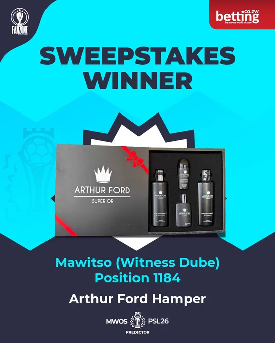Announcement of the sweepstakes winner receiving an Arthur Ford hamper. Includes brand logos and festive elements.