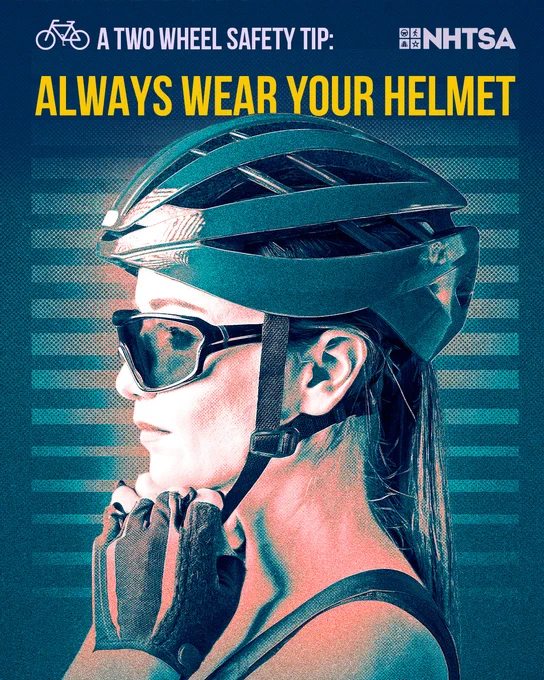 Close-up of a cyclist securing a helmet strap, emphasizing the importance of wearing a helmet for two-wheel safety.