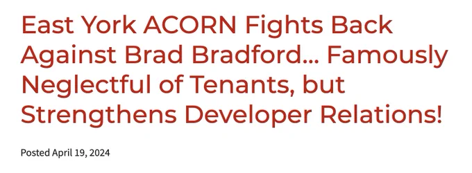 Screenshot of headline from ACORN press release.