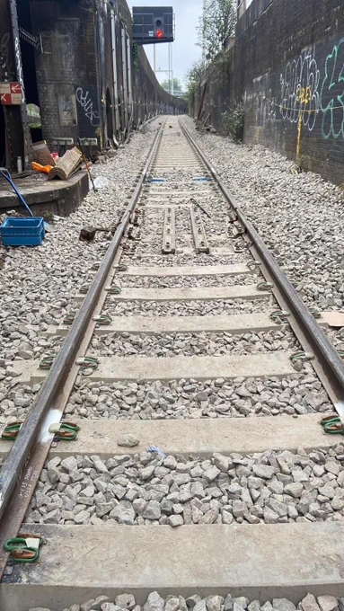 Fresh track installed at Primrose Hill featuring new sleepers, rail & stone to help make journeys smoother and more reliable