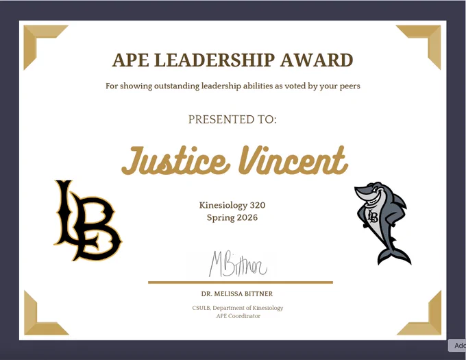 certificate with LB and shark logo