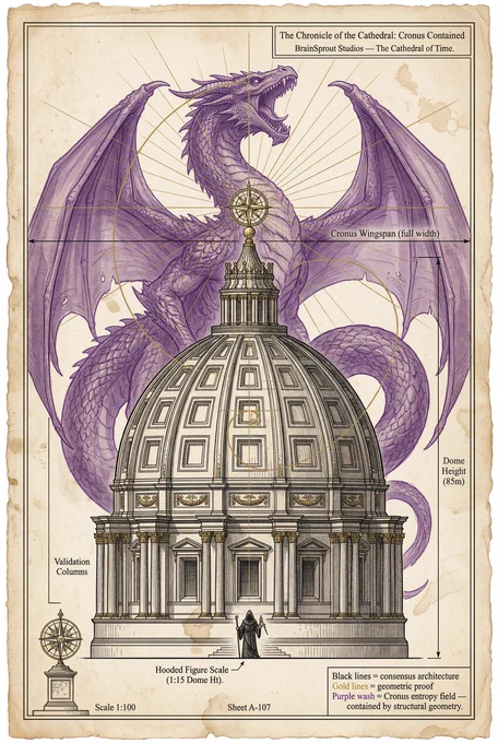 The Chronicles of Satoshi: The Cathedral of Time - Architectural Plate Series: Cronus Contained: Plate II